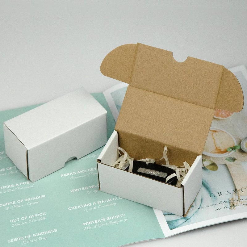 HESESOH 4.6x2.2x2.2 Inches Shipping Boxes Set of 50, White Corrugated Cardboard Box Literature Mailer for Packing Small Business - Image 4